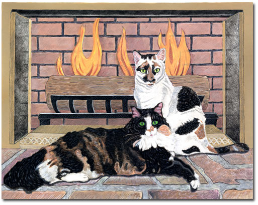 Custom Cat Portrait: Pebbles & Callie