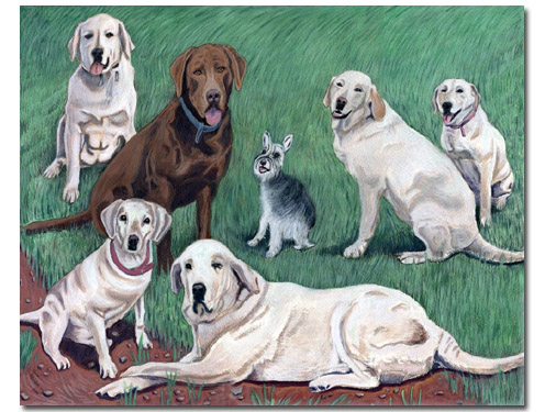 Custom Portrait: Big Sam, Tess, Choice, Samson, Hannah, Jake and Brandy