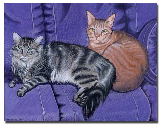 Custom Cat Portrait: Benjamin and Ozzy